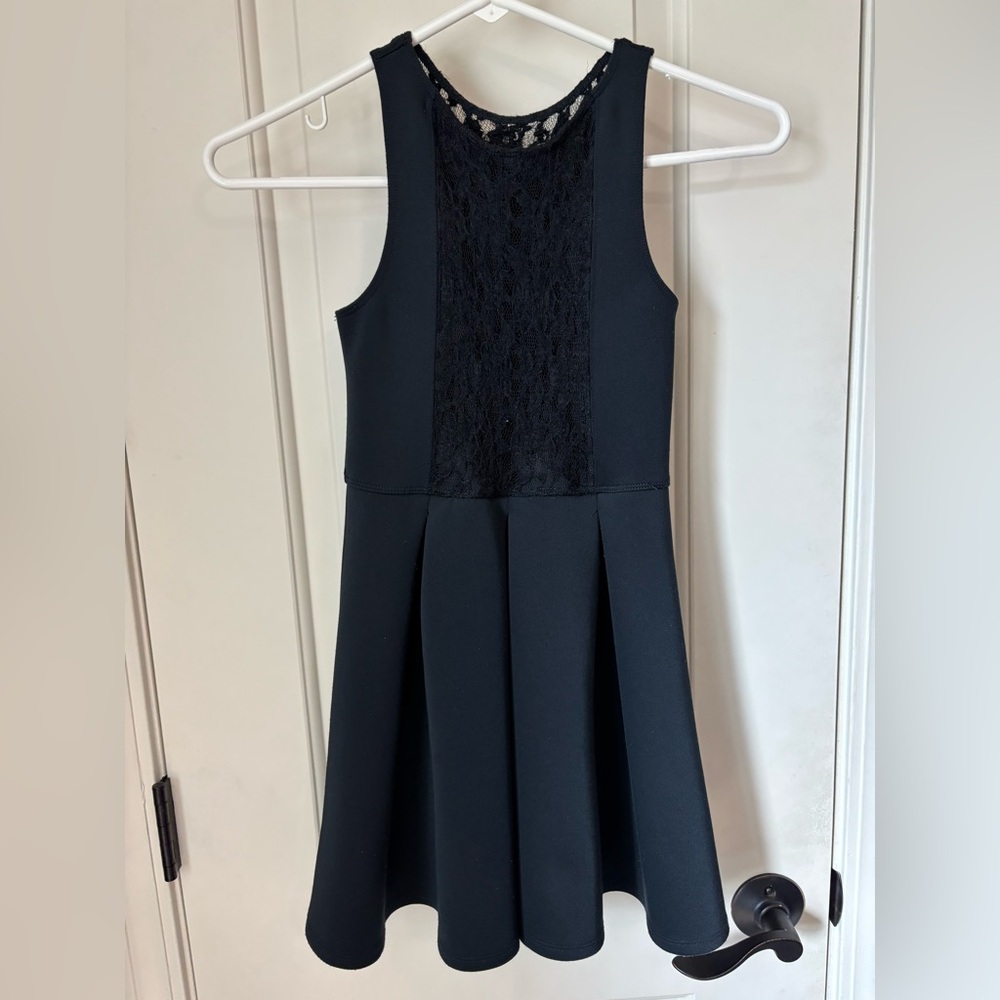 Abercrombie kids girls black dress with lace and bows size 9/10